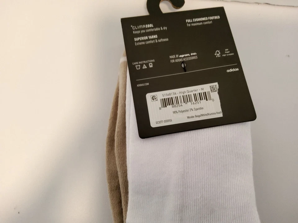 Adidas Mujer Acolchado ClimaCool Cuarto Alto Calcetines Paquete de 3 Zapatos Talla 5-10 Beige Foto 2 de 4