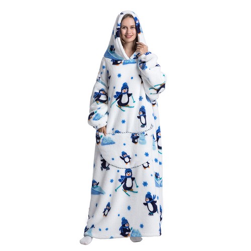 Extra Long Fleece Oversized Hoodie Blanket Hooded Wearable Sweatshirt Winter UK - Picture 99 of 100