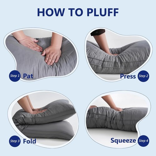 Quilted Memory Foam Body Pillow - Large Full Body Pillows for Adults - Soft Long - Picture 7 of 11