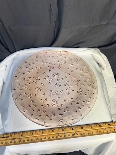 Set of 6 Vintage Pink Depression Glass Plates KIG Indonesia 10" Ivy &Leaf - Picture 5 of 12