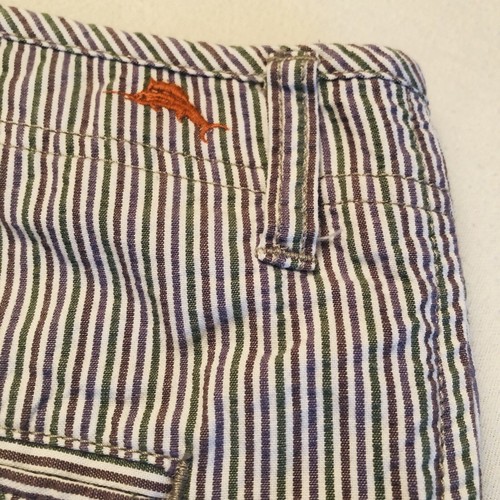 Pantalones Cortos Tommy Bahama Paradise Nation Hombres Talla 34/10 Rayas Seersucker Frente Plano - Imagen 7 de 8