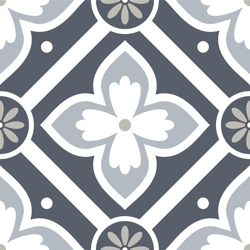 RoomMates FT4604BX Dublin Slate Floral Peel and Stick Floor Tile, Gray