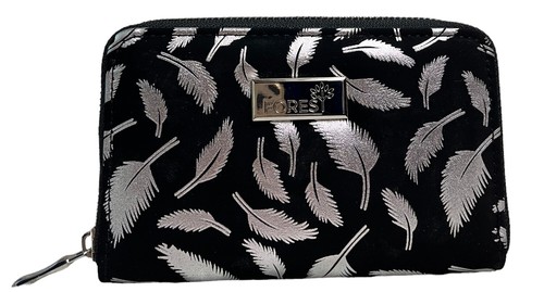 Faux Suede Med Zip Around Feather Glitter 8 Card Purse Wallet LW182 - Picture 4 of 31
