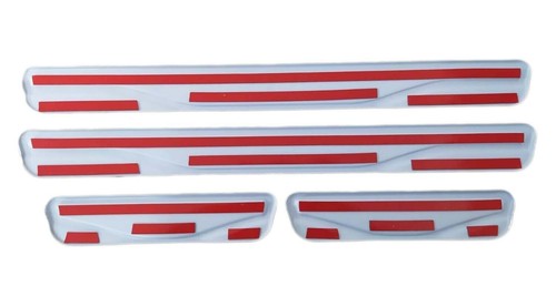 Protector contra arañazos de umbral de puerta cromado y carbono para Nissan Navara acero inoxidable - Imagen 2 de 3