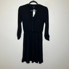 NWT 41 HAWTHORN Lany Knit Shirt Dress Black XS