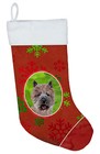 Norwich Terrier Red Snowflakes Holiday Christmas Stocking Sc9758-Cs