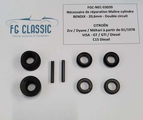 CITROËN 2CV / VISA - Nécessaire Maître cylindre BENDIX - 20.6mm - double circuit
