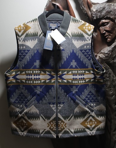 NEW Pendleton Men Colton Wool VEST XXL Zip-Front Blue Grey Nehalem - Picture 1 of 13