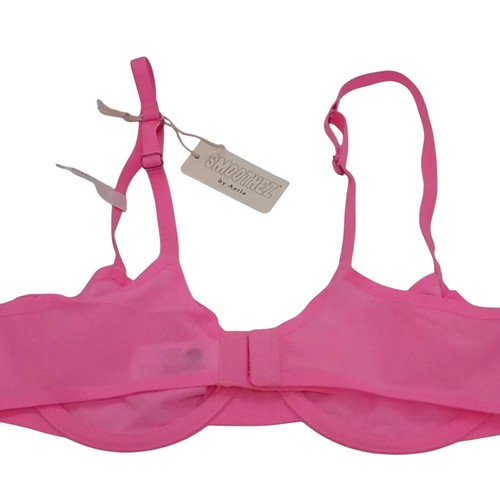 Aerie SMOOTHEZ 32B Mesh Unlined Balconette Bra Underwire Neon Pink Burst - Picture 4 of 5