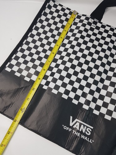NEW - Vans Plastic Reusable Shopping Tote Bag Black White 18x13x6" - Picture 6 of 7