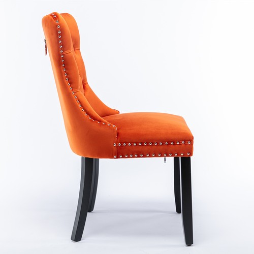 2-Pcs Solid Wood Contemporary Velvet Upholstered Dining Chair with Wood Legs.O - Picture 11 of 15