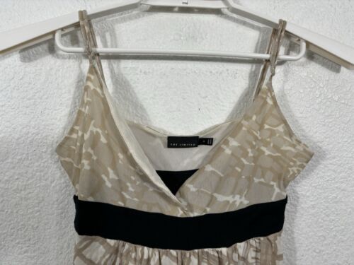 Vintage Y2K Cami Tank Top The Limited Size M Mesh Nylon Beige Geometric - Picture 2 of 9