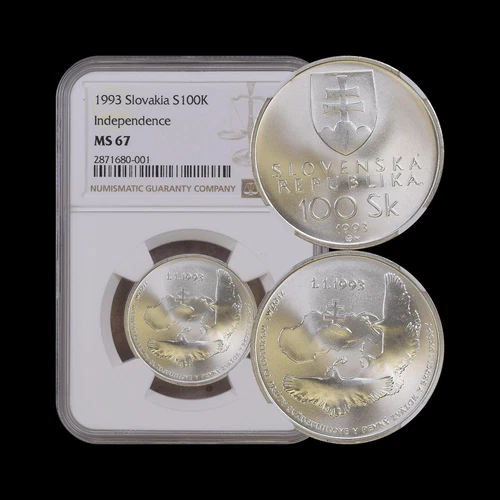 SLOVAKIA. 1993, 100 Korun, Silver - NGC MS67 - Top Pop 🥇 National Gallery