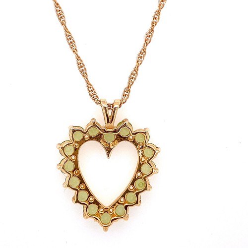 Ciondolo Charm Cuore Peridoto Verde Oro Giallo 14k 4,3 Grammi - Foto 3 di 3