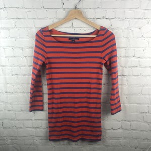 American-Eagle-XS-Orange-Purple-Tee-Shirt-Women-s-Casual-Stripes-3-4-Sleeves