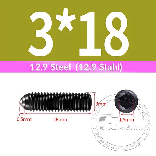 Ball / Spring Plunger Point Grub Screw M3 M4 M5 M6 M8 M10 M12 Set Slotted Screws - Picture 21 of 86