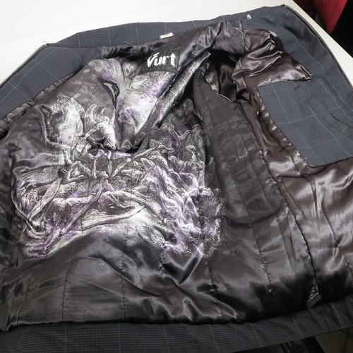 Vurt Black Gray Plaid Full Zip Vintage Skater Jacket Junior Boy's 14-16 Men's XS - Picture 6 of 8