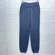 NIKE BLACK JOGGERS RETRO SWOOSH LOGO CUFFED SWEATPANTS BAGGY EMBROIDERY UK S