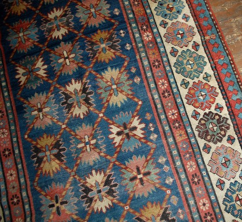 Handgefertigter antiker kaukasischer Talish Teppich 4,3' x 8,9' (131cm x 271cm) 1880er - 1B514 - Bild 3 von 8