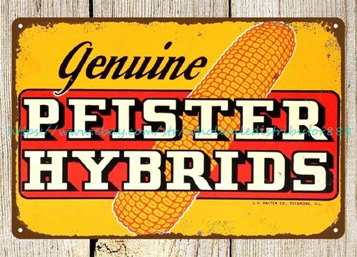 metal sign PFISTER HYBRIDS CORN SEED FARM vintage reproduction metal tin sign