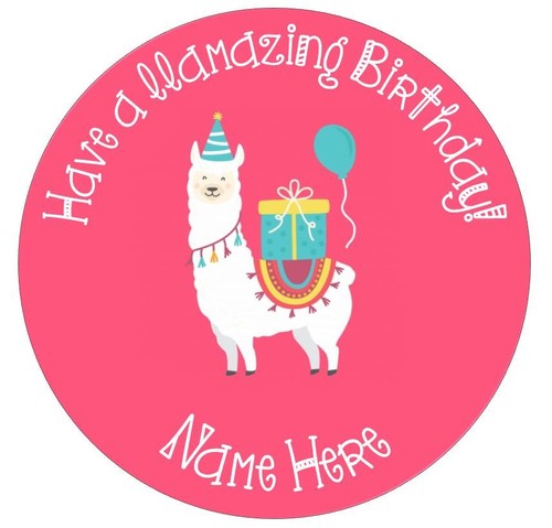 Llama Birthday Personalised Edible Cake Topper Icing or Wafer - Picture 1 of 4