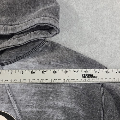 Vtg 90s No Fear Logo Hoodie Sweatshirt Large Charcoal Gray Cool Distressed Look - Picture 11 of 24
