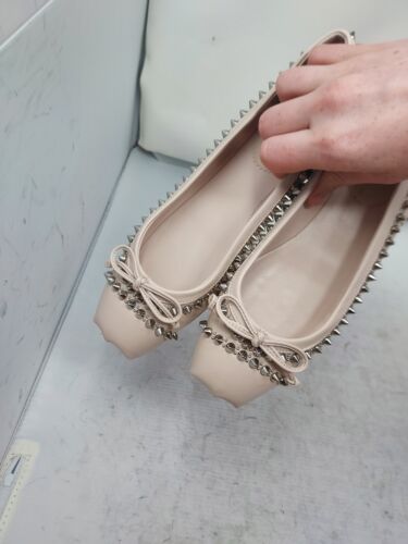 CHRISTIAN LOUBOUTIN Leche Pink Mamadrague Spike Flat Shoe Size EU 37.5 US 7.5 - Picture 11 of 11