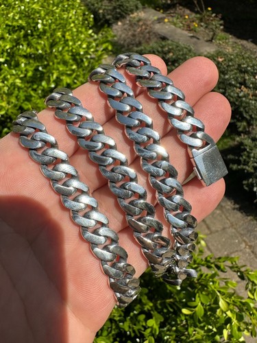 Miami Cuban Link Chain Necklace Real 925 Sterling Silver Sleek Box Clasp 6-12mm - Picture 18 of 23