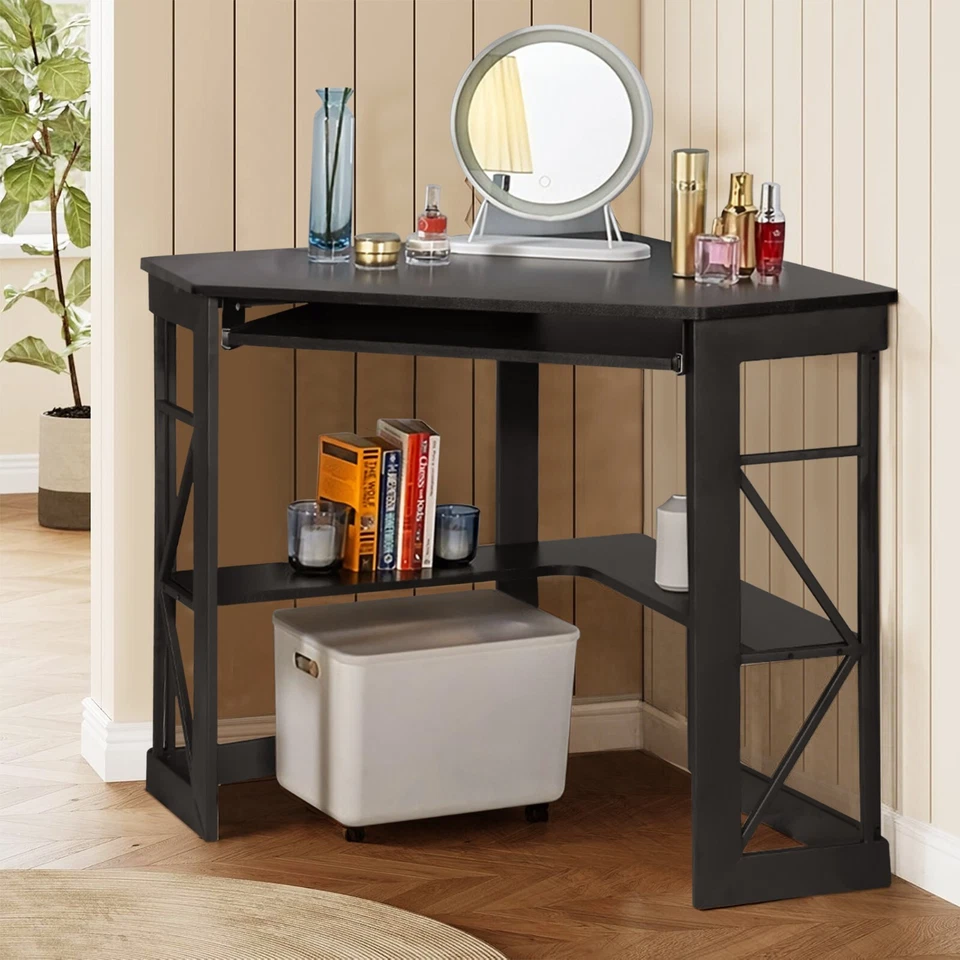 Triangle Corner Computer Desk Small Spaces Home Office Desk Laptop Work Table - Image 2 of 4