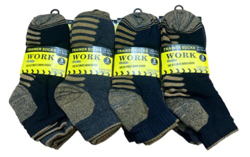 3-12 Pairs Mens Trainer Quarter Ankle reinforce Work Socks Thick Heavy Duty 6-11 - Picture 5 of 7