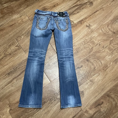Miss Me Bootcut Blue Denim Jeans Womens Size 26 Stretch Bling Designer Pants - Picture 2 of 14