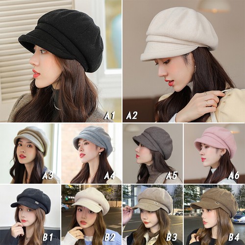 Women Winter Warm Beret Hat Newsboy Cap Cashmere Peaked Solid Octagonal Cap New - Picture 3 of 22