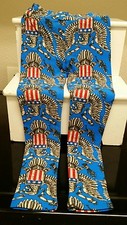LulaRoe NWOT Patriotic Americana Kids L/XL Leggings Eagle Shield Red White Blue