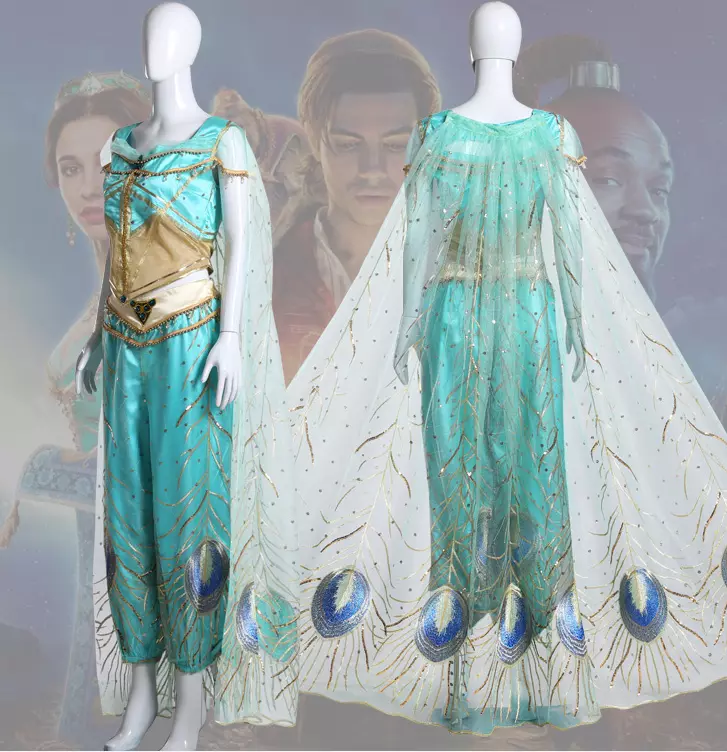 Aladdin Disney Princess Jasmine Blue Cosplay Costume