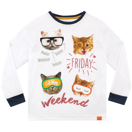 Pijama de gato niños niñas 6 7 8 9 10 11 12 13 años lunares blanco manga larga  - Imagen 2 de 7