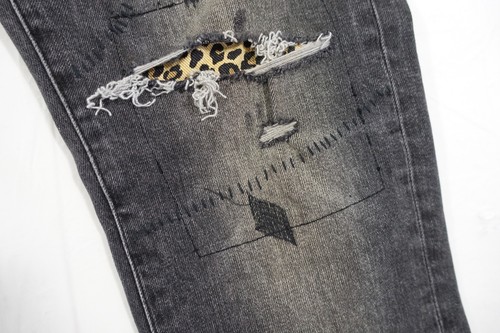 PURPLE BRAND P001 BLAR222 FADED GRAY RIPPED DISTRESSED 33 SLIM TAPER JEANS MENS - Picture 2 of 12