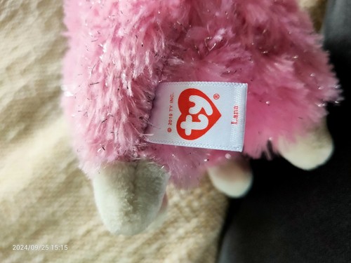 2019 Ty Beanie Boo 20 Cm. Medium Lana Pink Llama w/ Unicorn Plush. With Tags. - Picture 3 of 5