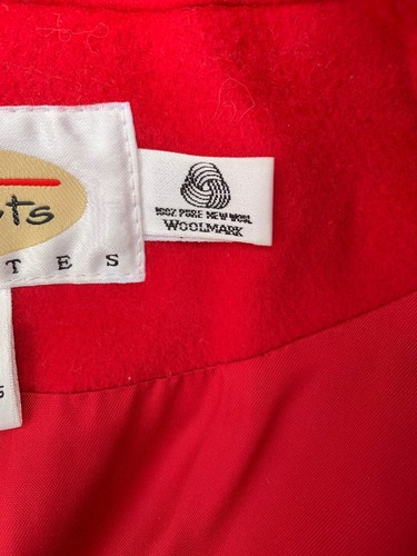 TALBOT'S Woolmark Pure RED New Wool BLACK Sailor Button Peacoat Jacket 14 P👗m17 - Picture 9 of 10