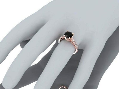2.3ct Black Simulated Diamond Bridal Set Ring with Accents Band Rose Gold Plated - Picture 4 of 7