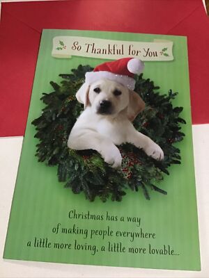 Merry Christmas Wife Husband Friend Dog Large 5.5  x 8  Hallmark Greeting Card