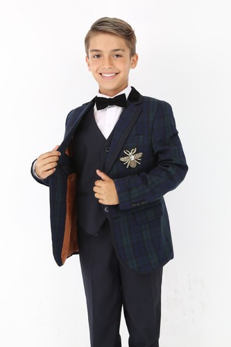 Elegant Boys Tartan Plaid Suit - Formal Outfit for Special Events 6-16 years - Picture 16 of 21