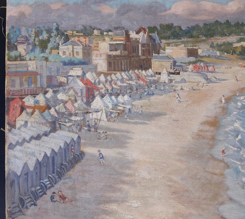 SPAIN Colorful Beach Scene Oil Painting by Antoni Ribas Prats 1916 (1883–1931) - Picture 4 of 18
