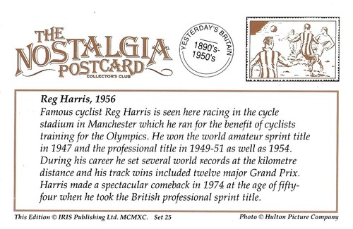 Postal Reg Harris Cycle Stadium Manchester Bicicleta Ciclista Británica - Nostalgia - Imagen 3 de 3