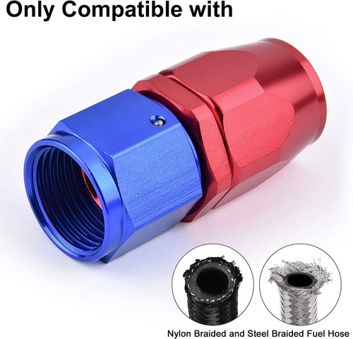 1PC 6AN 8AN 10AN Swivel Hose End Fitting 0/45/90/180° for Braided CPE Fuel Line - Picture 10 of 54