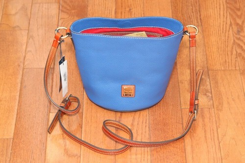 NWT Dooney & Bourke Small Pebble Leather Thea Crossbody Handbag French Blue/Tan - Picture 1 of 12