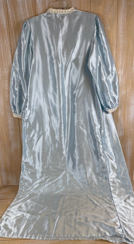 Vestido de noche vintage Ilise Stevens azul claro adorno de encaje pequeño forrado de franela satinada - Imagen 4 de 9