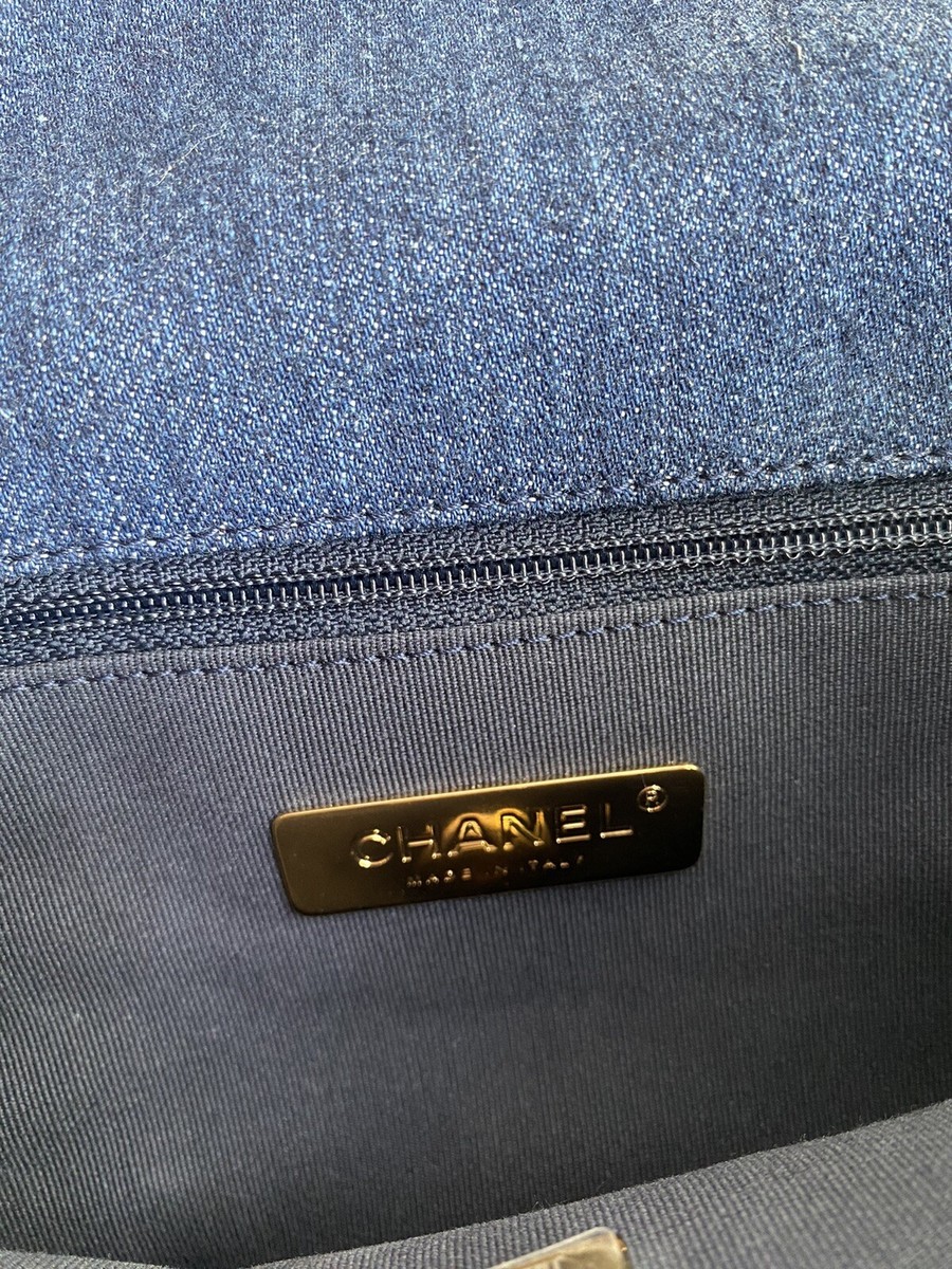 CHANEL 19 Dark Blue Denim Jeans Lambskin CLASSIC FLAP Small Medium