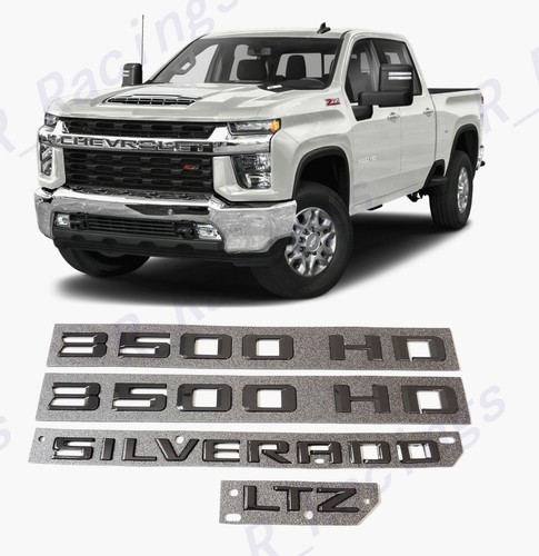Gloss Black Doors 3500HD Tailgate Silverado LTZ Emblems 2019-2023 Silverado 3500 - Picture 1 of 7