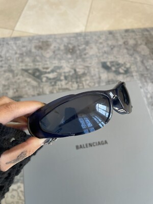 BALENCIAGA Blue Reverse Xpander Rectangle Oval Sunglasses | eBay