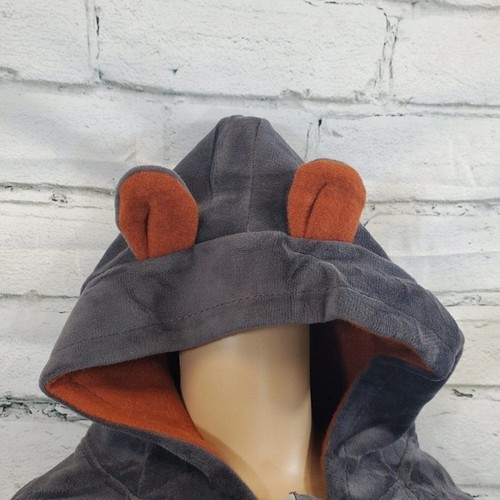 2T Kleinkind grau Teddybär 2 Stück Hoodie und Hose Samt Outfit Set - Bild 5 von 14